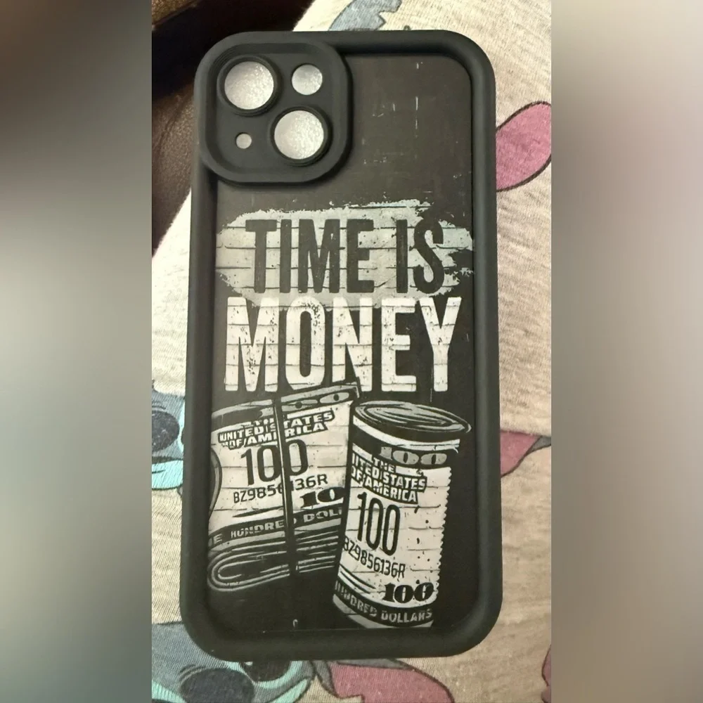 iPhone 14 Black and White 'Time is Money' Phone Case